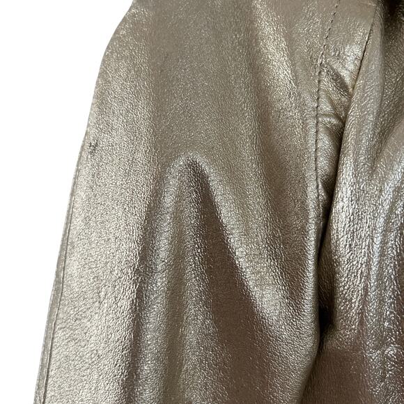 Rare Vintage Moschino Cheap & Chic AW88 Metallic Gold Leather Trench Coat Italy - Picture 9 of 12